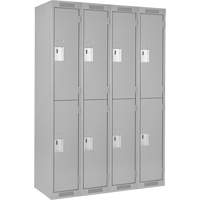 Clean Line Lockers, 2 -tier, Bank of 4, 72" x 18" x 72", Steel, Grey, Rivet (Assembled) - Anthony Steel Mfg. CL-D-4-18X18X72_A124