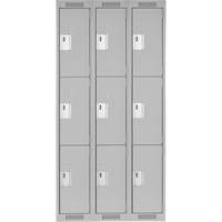 Clean Line Lockers, 3 -tier, Bank of 3, 36" x 18" x 72", Steel, Grey, Rivet (Assembled) - Anthony Steel Mfg. CL-T-3-12X18X72_A124