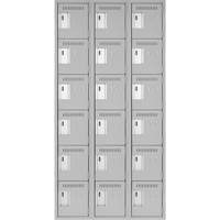 Petits casiers Clean Line, 6 niveaux, Bloc de 3, 36" x 18" x 72", Acier, Gris, Rivet (assembl&eacute;) - Anthony Steel Mfg. CL-L-3-12X18X72_A124