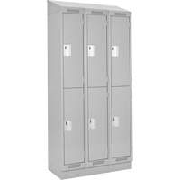 Casiers Clean Line, 2 niveaux, Bloc de 3, 54" x 18" x 82", Acier, Gris, Rivet (assembl&eacute;) - Anthony Steel Mfg. CLD-3-18X18X72RBST_A124