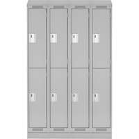 Casiers Clean Line, 2 niveaux, Bloc de 4, 48" x 18" x 82", Acier, Gris, Rivet (assembl&eacute;) - Anthony Steel Mfg. CL-D4-12X18X72RBST_A124