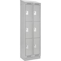 Casiers Clean Line, 3 niveaux, Bloc de 2, 24" x 15" x 82", Acier, Gris, Rivet (assembl&eacute;) - Anthony Steel Mfg. CL-T-2-121572RBST_A124