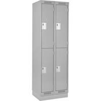 Clean Line Lockers, 2 -tier, Bank of 2, 30" x 15" x 76", Steel, Grey, Rivet (Assembled) - Anthony Steel Mfg. CL-D-2-15X15X72-RB-A124