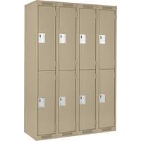 Casiers Clean Line, 2 niveaux, Bloc de 4, 48" x 12" x 72", Acier, Beige, Rivet (assembl&eacute;) - Anthony Steel Mfg. CL-D-4-12X12X72_A123