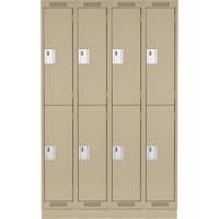 Casiers Clean Line, 2 niveaux, Bloc de 4, 60" x 18" x 76", Acier, Beige, Rivet (assembl&eacute;) - Anthony Steel Mfg. CL-D-4-15X18X72-RB_A123