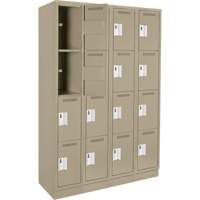 Casiers Clean Line, 4 niveaux, Bloc de 4, 48" x 15" x 76", Acier, Beige, Rivet (assembl&eacute;) - Anthony Steel Mfg. CL-Q-4-12X15X72-RB_A123