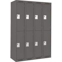 Casiers Clean Line, 2 niveaux, Bloc de 4, 48" x 18" x 72", Acier, Charbon, Rivet (assembl&eacute;) - Anthony Steel Mfg. CL-D-4-12X18X72_A127