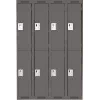 Casiers Clean Line, 2 niveaux, Bloc de 4, 48" x 18" x 72", Acier, Charbon, Rivet (assembl&eacute;) - Anthony Steel Mfg. CL-D-4-12X18X72_A127
