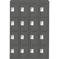 Casiers Clean Line, 4 niveaux, Bloc de 4, 48" x 12" x 78", Acier, Charbon, Rivet (assembl&eacute;) - Anthony Steel Mfg. CL-Q-4-12X12X72-ST_A127
