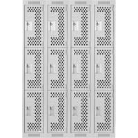Casiers Clean Line, 3 niveaux, Bloc de 4, 48" x 18" x 72", Acier, Gris, Rivet (assembl&eacute;), Perfor&eacute; - Anthony Steel Mfg. CL-T-4-121872-PERF_A124