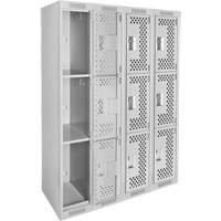 Casiers Clean Line, 3 niveaux, Bloc de 4, 48" x 18" x 72", Acier, Gris, Rivet (assembl&eacute;), Perfor&eacute; - Anthony Steel Mfg. CL-T-4-121872-PERF_A124