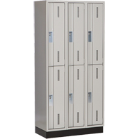 Concorde Heavy-Duty Lockers, 2 -tier, Bank of 3, 36" x 18" x 76", Steel, Grey, Welded (Assembled) - Perfix Inc. 2-121872-3-003-9363