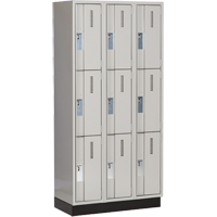 Concorde Heavy-Duty Lockers, 3 -tier, Bank of 3, 36" x 18" x 76", Steel, Grey, Welded (Assembled) - Perfix Inc. 3-121872-3-003-9363