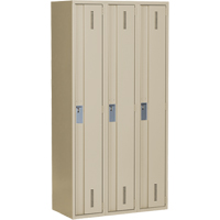 Concorde Heavy-Duty Lockers, Bank of 3, 36" x 18" x 72", Steel, Beige, Welded (Assembled) - Perfix Inc. 1-121872-3-9393