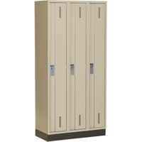 Concorde Heavy-Duty Lockers, Bank of 3, 36" x 18" x 76", Steel, Beige, Welded (Assembled) - Perfix Inc. 1-121872-3-003-9393