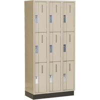 Concorde Heavy-Duty Lockers, 3 -tier, Bank of 3, 36" x 18" x 76", Steel, Beige, Welded (Assembled) - Perfix Inc. 3-121872-3-003-9393