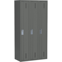 Concorde Heavy-Duty Lockers, Bank of 3, 36" x 18" x 72", Steel, Charcoal, Welded (Assembled) - Perfix Inc. 1-121872-3-9364