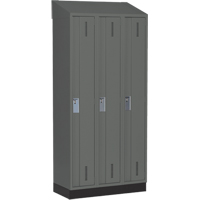 Concorde Heavy-Duty Lockers, Bank of 3, 36" x 18" x 82", Steel, Charcoal, Welded (Assembled) - Perfix Inc. 1-121872-3-003-007-9364