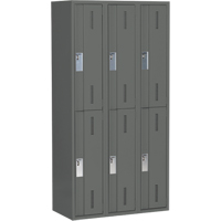 Casiers robustes Concorde, 2 niveaux, Bloc de 3, 36" x 18" x 72", Acier, Charbon, Soud&eacute; (assembl&eacute;) - Perfix Inc. 2-121872-3-9364