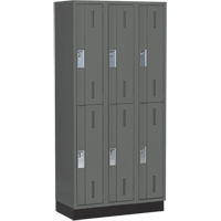 Concorde Heavy-Duty Lockers, 2 -tier, Bank of 3, 36" x 18" x 76", Steel, Charcoal, Welded (Assembled) - Perfix Inc. 2-121872-3-003-9364