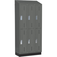 Concorde Heavy-Duty Lockers, 2 -tier, Bank of 3, 36" x 18" x 82", Steel, Charcoal, Welded (Assembled) - Perfix Inc. 2-121872-3-003-007-9364