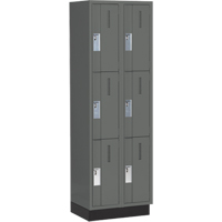 Concorde Heavy-Duty Lockers, 3 -tier, Bank of 2, 24" x 18" x 76", Steel, Charcoal, Welded (Assembled) - Perfix Inc. 3-121872-2-003-9364