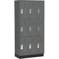 Concorde Heavy-Duty Lockers, 3 -tier, Bank of 3, 36" x 18" x 76", Steel, Charcoal, Welded (Assembled) - Perfix Inc. 3-121872-3-003-9364