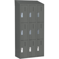 Concorde Heavy-Duty Lockers, 3 -tier, Bank of 3, 36" x 18" x 78", Steel, Charcoal, Welded (Assembled) - Perfix Inc. 3-121872-3-007-9364