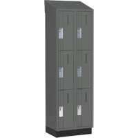 Concorde Heavy-Duty Lockers, 3 -tier, Bank of 2, 24" x 18" x 82", Steel, Charcoal, Welded (Assembled) - Perfix Inc. 3-121872-2-003-007-9364