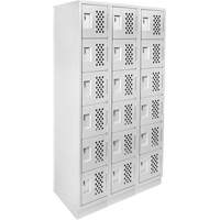 Petits casiers &eacute;conomiques assembl&eacute;s et perfor&eacute;s Clean Line, 6 niveaux, Bloc de 3, 18" x 72" x 12", Acier - Anthony Steel Mfg. CLL3-121872-RB-PER_A124