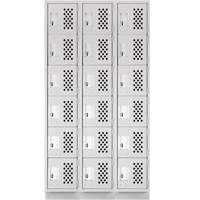 Petits casiers &eacute;conomiques assembl&eacute;s et perfor&eacute;s Clean Line, 6 niveaux, Bloc de 3, 18" x 72" x 12", Acier - Anthony Steel Mfg. CLL3-121872-RB-PER_A124