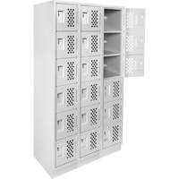 Petits casiers &eacute;conomiques assembl&eacute;s et perfor&eacute;s Clean Line, 6 niveaux, Bloc de 3, 18" x 72" x 12", Acier - Anthony Steel Mfg. CLL3-121872-RB-PER_A124