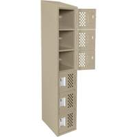 Assembled Lockerettes Clean Line Perforated Economy Lockers, 6 -tier, 18" x 72" x 12", Steel - Anthony Steel Mfg. CLL1-121872-ST-PER_A123