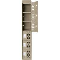 Assembled Lockerettes Clean Line Perforated Economy Lockers, 6 -tier, 18" x 72" x 12", Steel - Anthony Steel Mfg. CLL1-121872-ST-PER_A123