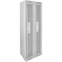 Clean Line Lockers, 2 -tier, 12" x 12" x 72", Steel, Grey, Rivet (Assembled), Perforated - Anthony Steel Mfg. CL-D-1-121272-PERF_A124