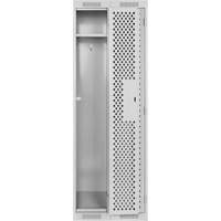 Clean Line Lockers, 2 -tier, 12" x 12" x 72", Steel, Grey, Rivet (Assembled), Perforated - Anthony Steel Mfg. CL-D-1-121272-PERF_A124