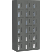 Concorde Heavy-Duty Lockers, 6 -tier, Bank of 3, 36" x 18" x 72", Steel, Charcoal, Welded (Assembled) - Perfix Inc. 6-121872-3-9364