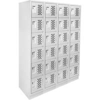 Assembled Clean Line Perforated Economy Lockers, 6 -tier, Bank of 4, 18" x 72" x 12", Steel - Anthony Steel Mfg. CLL4-121872-RB-PERF_A12