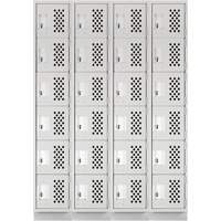 Assembled Clean Line Perforated Economy Lockers, 6 -tier, Bank of 4, 18" x 72" x 12", Steel - Anthony Steel Mfg. CLL4-121872-RB-PERF_A12