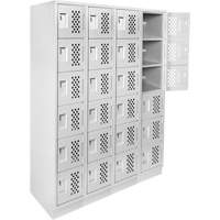 Assembled Clean Line Perforated Economy Lockers, 6 -tier, Bank of 4, 18" x 72" x 12", Steel - Anthony Steel Mfg. CLL4-121872-RB-PERF_A12
