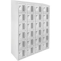 Assembled Clean Line Perforated Economy Lockers, 6 -tier, Bank of 4, 18" x 72" x 12", Steel - Anthony Steel Mfg. CLL4-121872-ST-PERF_A12