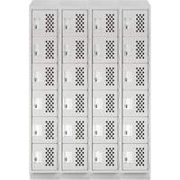 Assembled Clean Line Perforated Economy Lockers, 6 -tier, Bank of 4, 18" x 72" x 12", Steel - Anthony Steel Mfg. CLL4-121872RBST-PERFA12