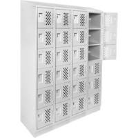 Assembled Clean Line Perforated Economy Lockers, 6 -tier, Bank of 4, 18" x 72" x 12", Steel - Anthony Steel Mfg. CLL4-121872RBST-PERFA12