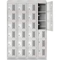 Assembled Clean Line Perforated Economy Lockers, 6 -tier, Bank of 4, 18" x 72" x 12", Steel - Anthony Steel Mfg. CLL4-121872RBST-PERFA12