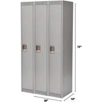 Lockers, Bank of 3, 36" x 18" x 72", Steel, Grey, Knocked Down - KLETON 