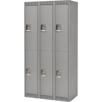 Lockers, 2 -tier, Bank of 3, 36" x 18" x 72", Steel, Grey, Rivet (Assembled) - KLETON 