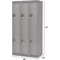 Lockers, 2 -tier, Bank of 3, 36" x 18" x 72", Steel, Grey, Rivet (Assembled) - KLETON 
