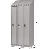 Lockers, Bank of 3, 36" x 18" x 82", Steel, Grey, Knocked Down - KLETON 