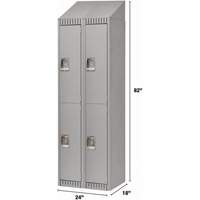 Assembled Lockers, 2 -tier, Bank of 2, 24" x 18" x 72", Steel, Grey, Rivet (Assembled) - KLETON 