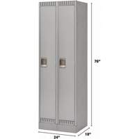 Lockers, Bank of 2, 24" x 18" x 76", Steel, Grey, Knocked Down - KLETON 